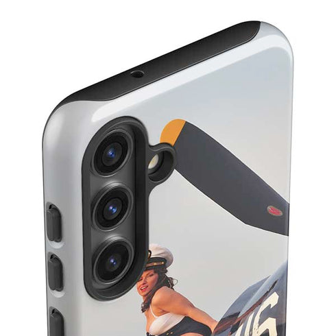 1940s Navy Pin-Up Girl On Corsair Fighter Plane Galaxy S25 Impact Case